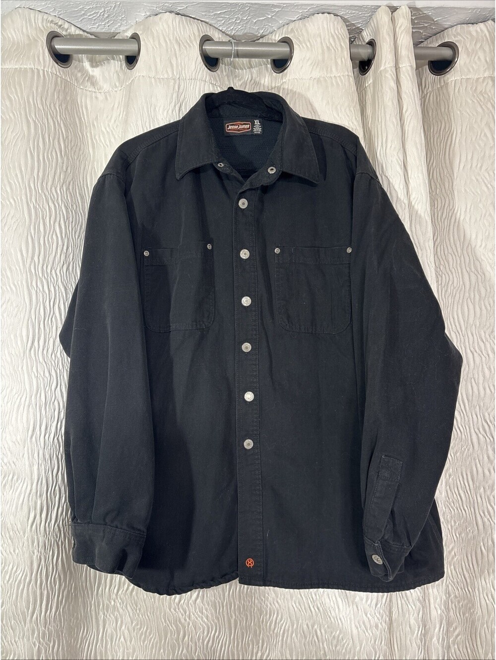 Jesse James Jacket Industrial Workwear Lined Snaps Black Distress Men's XL